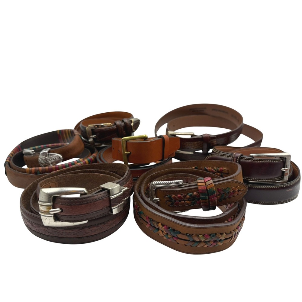 Mens Leather Belt Lot‎ 7pc Jos A Bank Territory Ahead Trafalgar Brown Woven 40